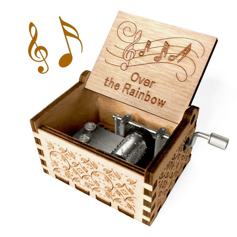 Ucuber Over The Rainbow Music Box, Wood Engraved Music Cute Box Best Gift for Valentine's Day Thanksgiving Birthday Christmas - Image 1